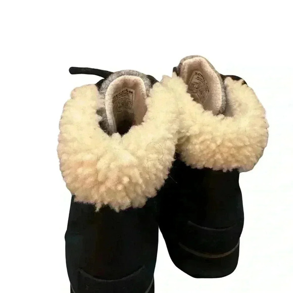 Sorel Women's Harlow Cozy Lace Up Booties Black Gray 7.5 hiking leather winter - Picture 6 of 14